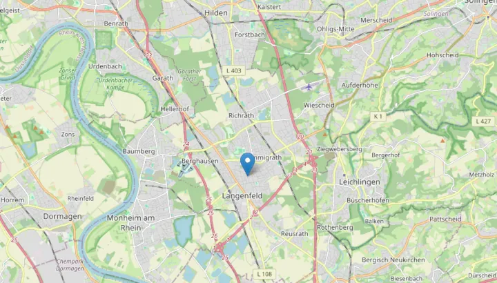 Karte: Anfahrt zur Kanzlei Steuerberatung Mielke in Langenfeld